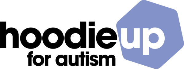 Hoodie Up logo with a purple amaze hexagon 