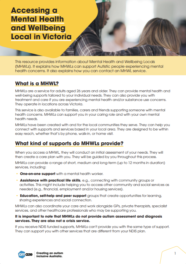 Improving Access to Mental Health Services for Autistic Consumers - Amaze